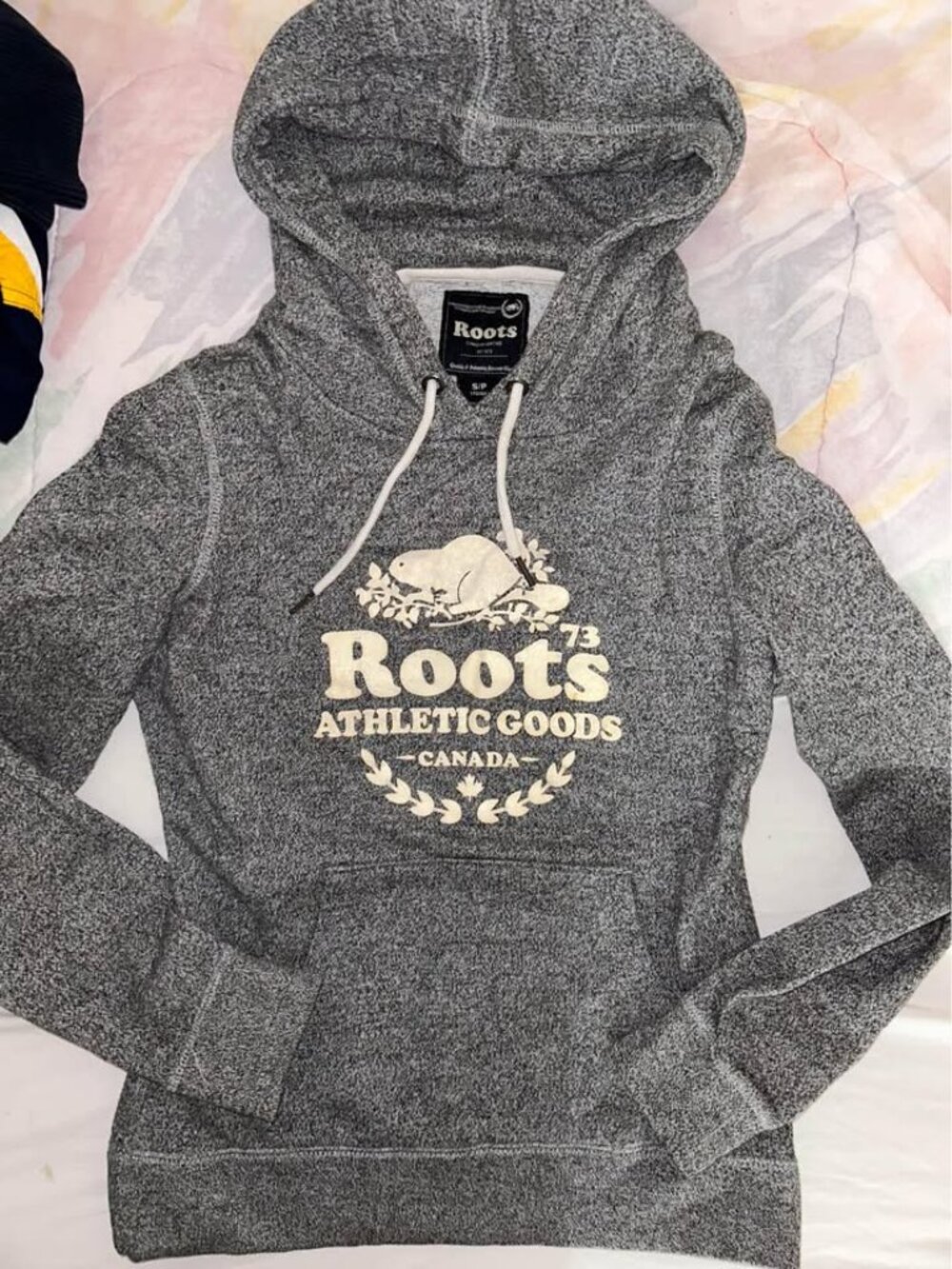 ROOTS Original Set Tracksuit Kanga Hoodie Salt Pepper Gray Sweater Jogger White - Picture 6 of 6